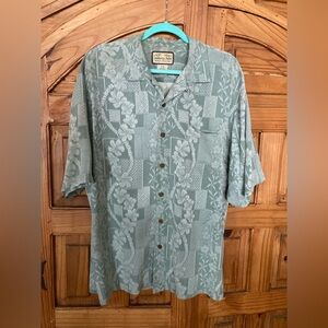 2/10.00 Jamaica Jaxx  Green Silk Hawaiian Shirt L